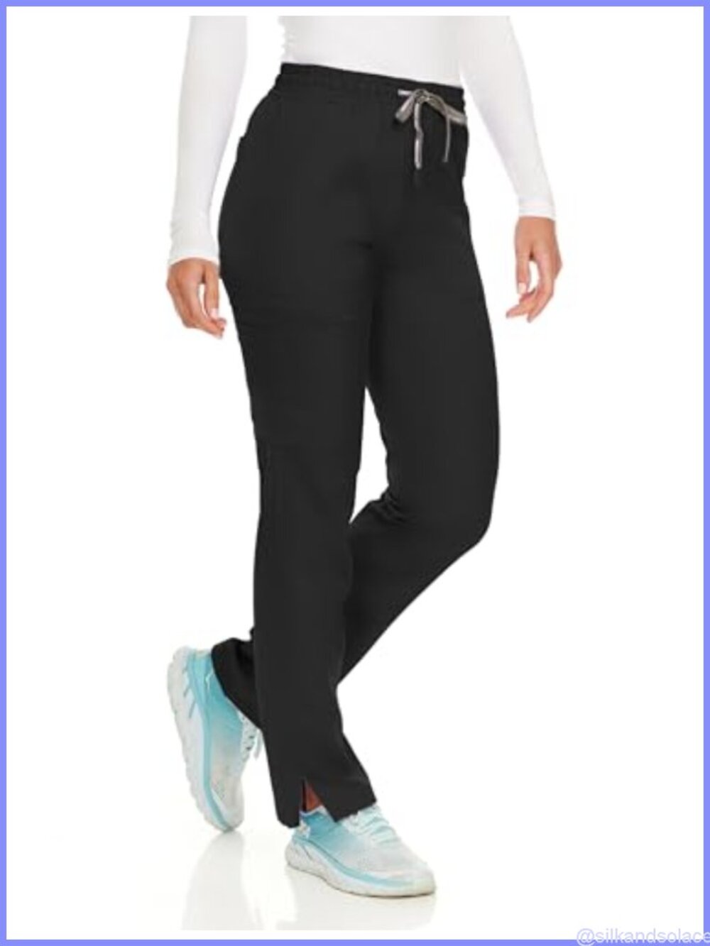 Women's 4-Way Stretch Cargo Scrub Pants, 6 Pockets, Straight Leg, Drawstring